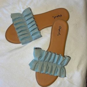 Cupid Blue Ruffled Sandals